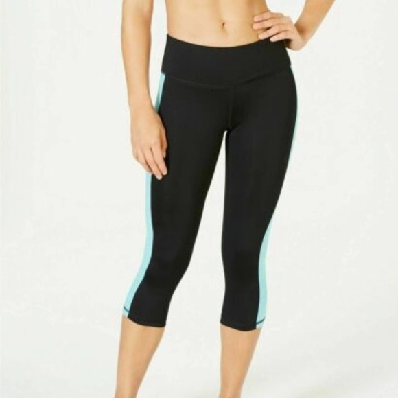 Ideology Pants - Ideology Women Basic Colorblock Cropped Legging Mid Rise Stretch Blue Size XXL